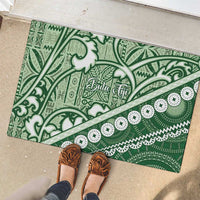 Green Bula Fiji Rubber Doormat Fijian Language Week Tapa Cloth - Pastel