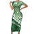 Green Bula Fiji Short Sleeve Bodycon Dress Fijian Language Week Tapa Cloth - Pastel