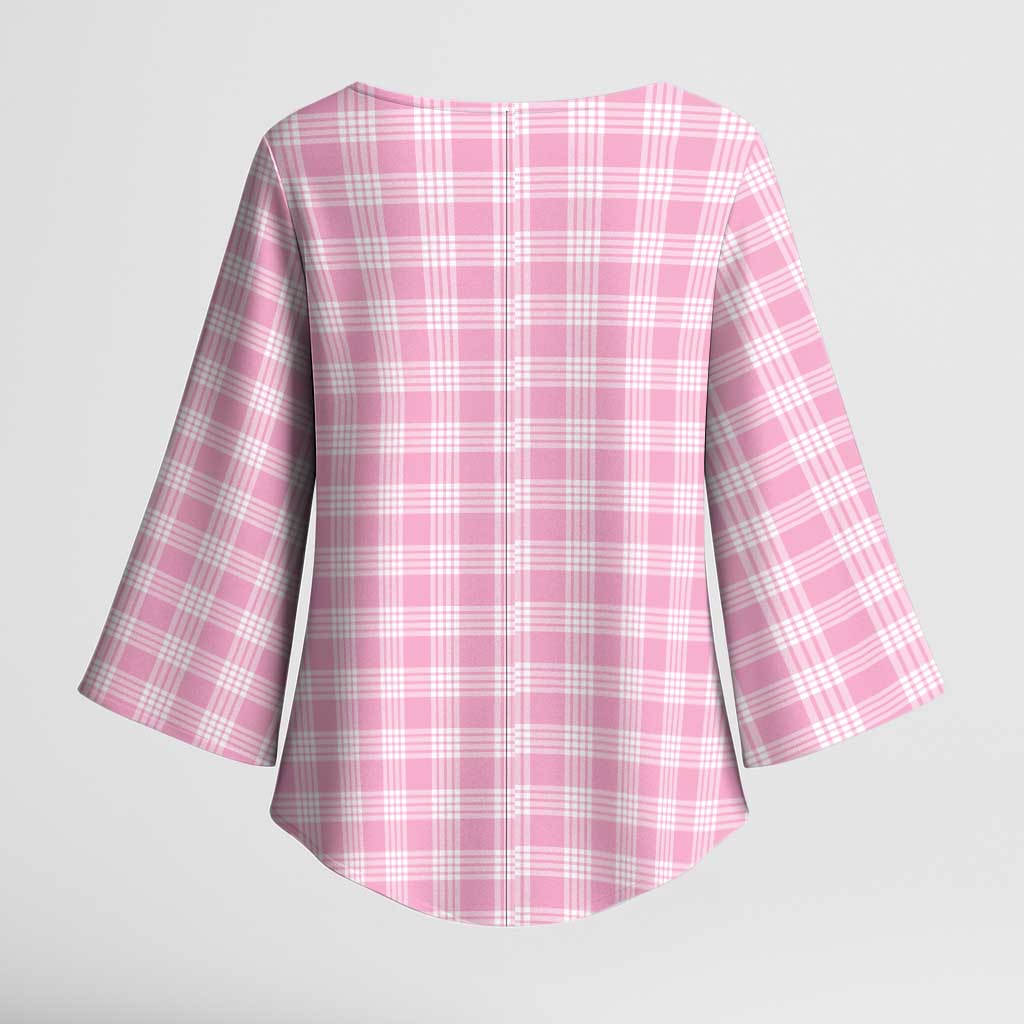 Light Pink Japanese Palaka Pride Kimono Sleeve Blouse - Polynesian Pride