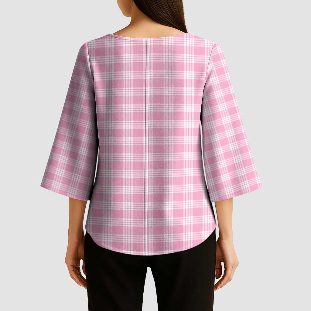 Light Pink Japanese Palaka Pride Kimono Sleeve Blouse - Polynesian Pride