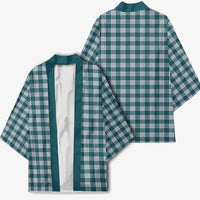 Dark Teal Japanese Palaka Pride Kimono LT14 - Polynesian Pride