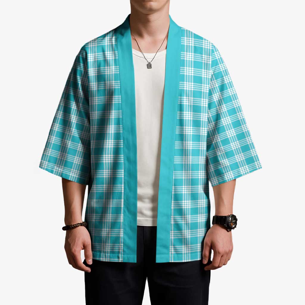 Turquoise Japanese Palaka Pride Kimono LT14 - Polynesian Pride