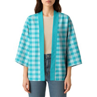 Turquoise Japanese Palaka Pride Kimono LT14 - Polynesian Pride