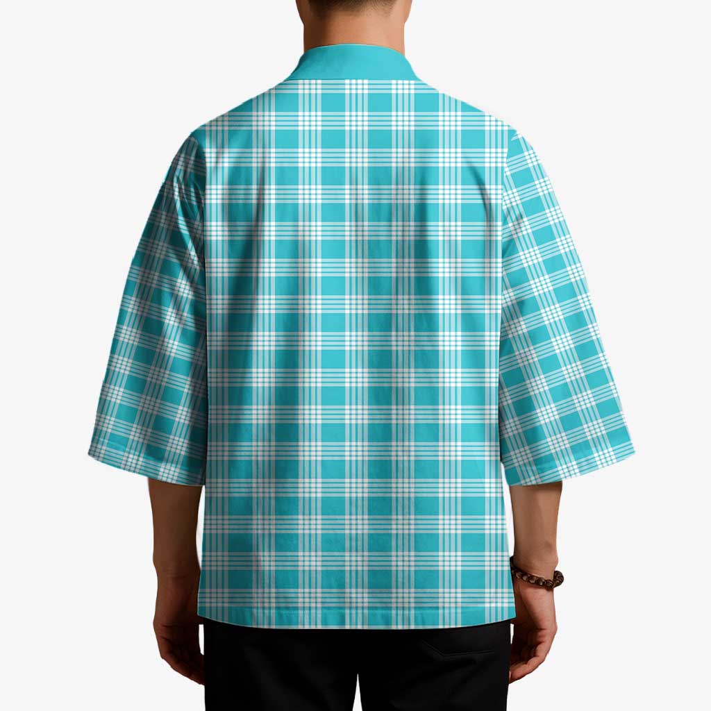 Turquoise Japanese Palaka Pride Kimono LT14 - Polynesian Pride