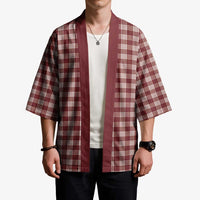 Burgundy Japanese Palaka Pride Kimono - Polynesian Pride