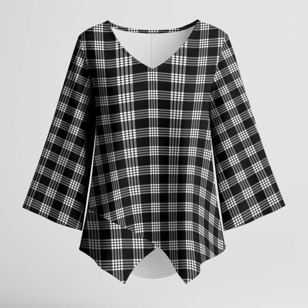 Black Japanese Palaka Pride Kimono Sleeve Blouse - Polynesian Pride