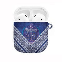 Toa Samoa Rugby AirPods Case 40th Anniversary Samoan Siapo Pattern LT14 Blue - Polynesian Pride