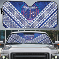 Toa Samoa Rugby Auto Sun Shade 40th Anniversary Samoan Siapo Pattern LT14 Blue - Polynesian Pride