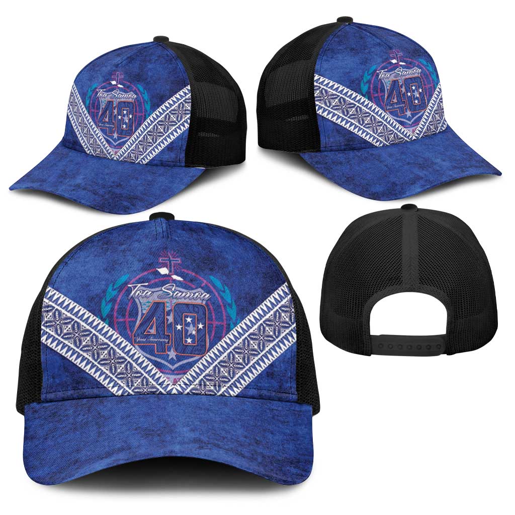 Toa Samoa Rugby Baseball Net Cap 40th Anniversary Samoan Siapo Pattern LT14 - Polynesian Pride