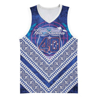Toa Samoa Rugby Custom Basketball Jersey 40th Anniversary Samoan Siapo Pattern LT14 Unisex Blue - Polynesian Pride