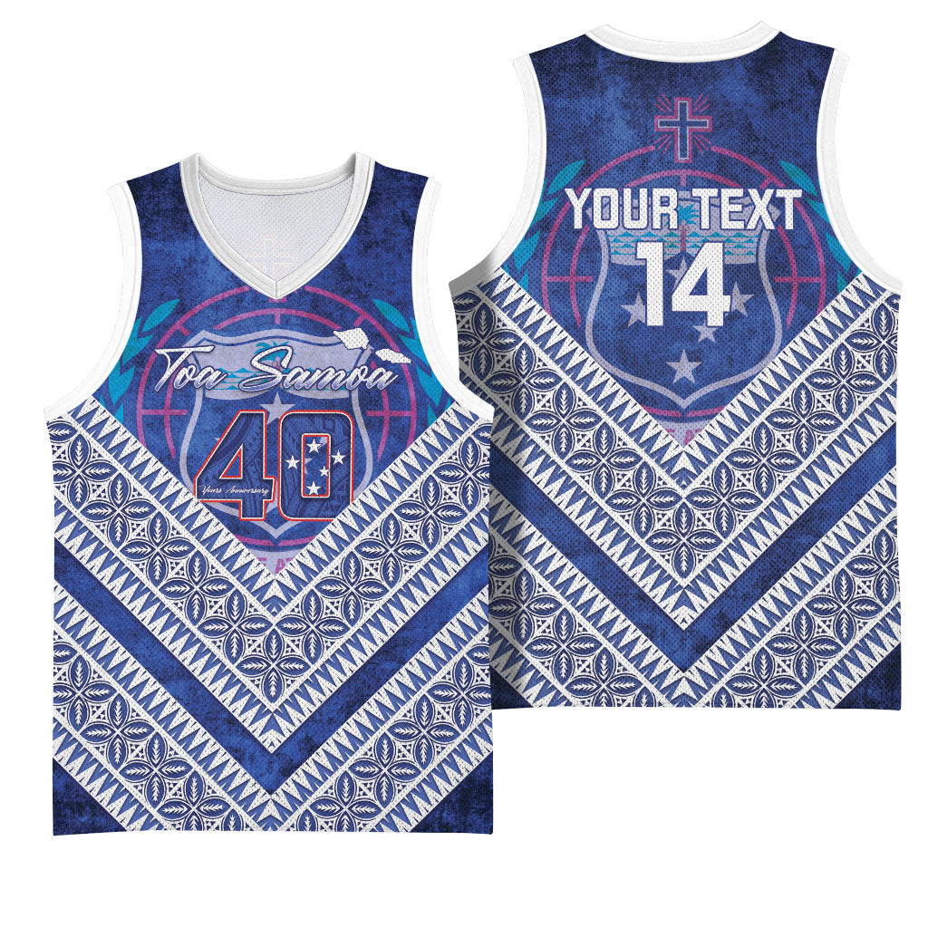 Toa Samoa Rugby Custom Basketball Jersey 40th Anniversary Samoan Siapo Pattern LT14 - Polynesian Pride