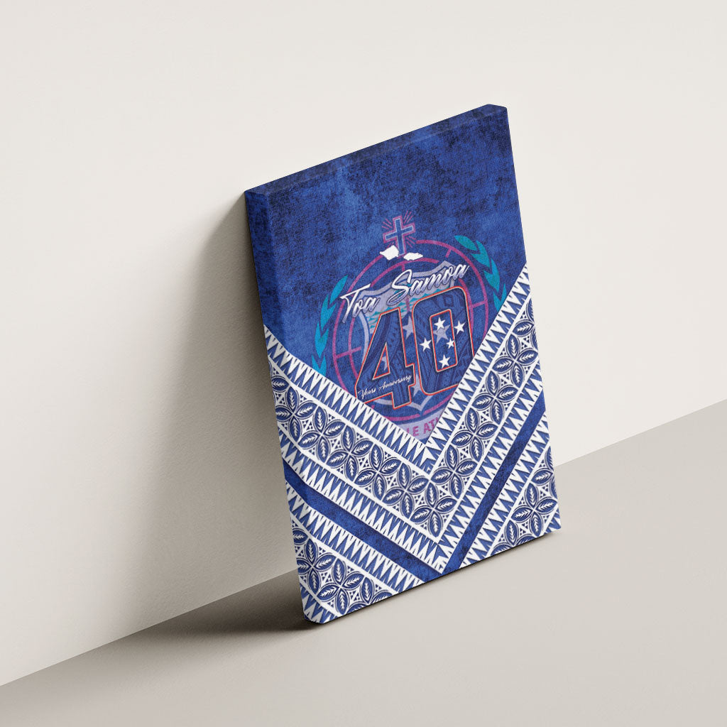 Toa Samoa Rugby Canvas Wall Art 40th Anniversary Samoan Siapo Pattern LT14 - Polynesian Pride