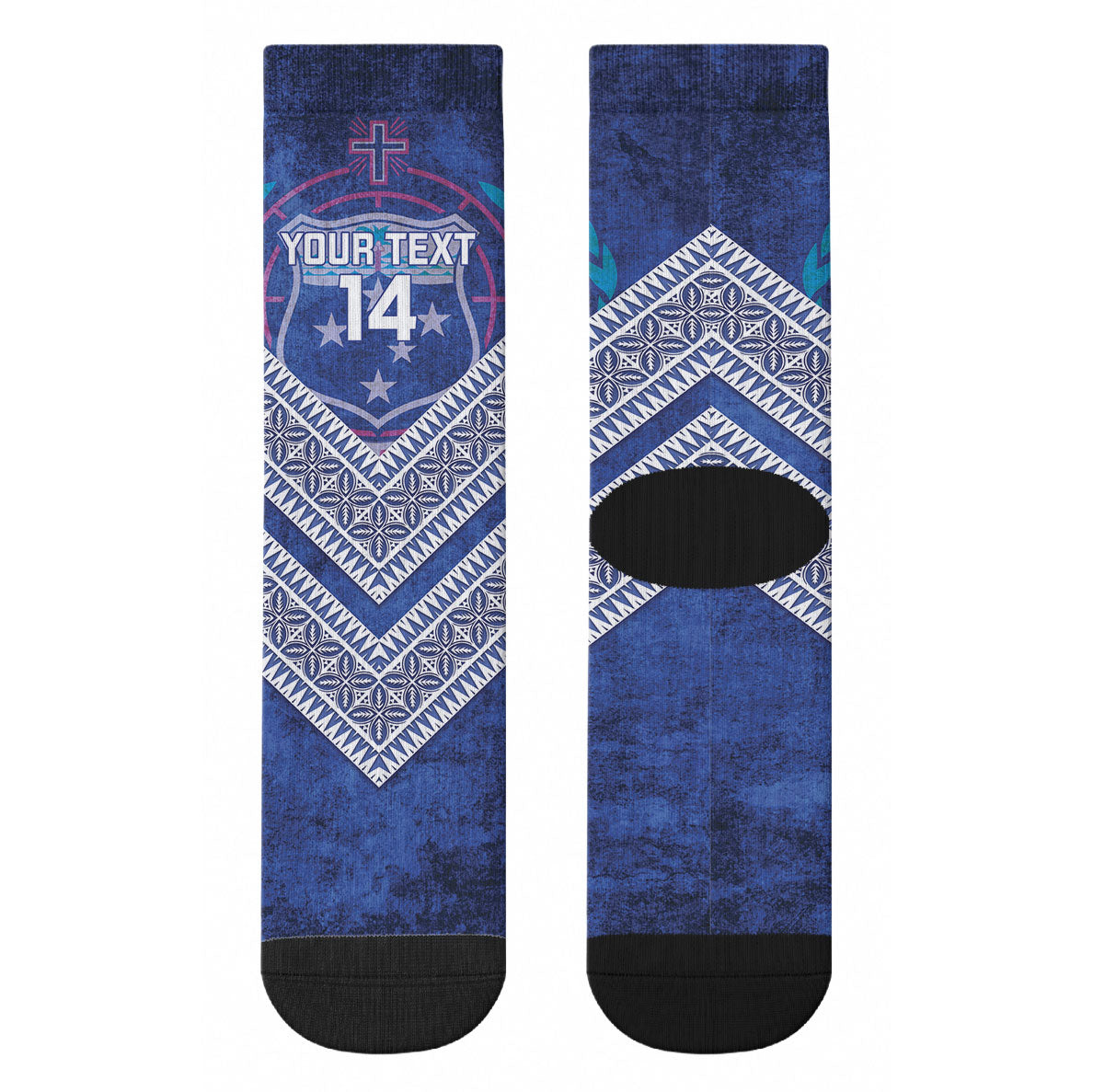 Toa Samoa Rugby Custom Crew Socks 40th Anniversary Samoan Siapo Pattern LT14 - Polynesian Pride
