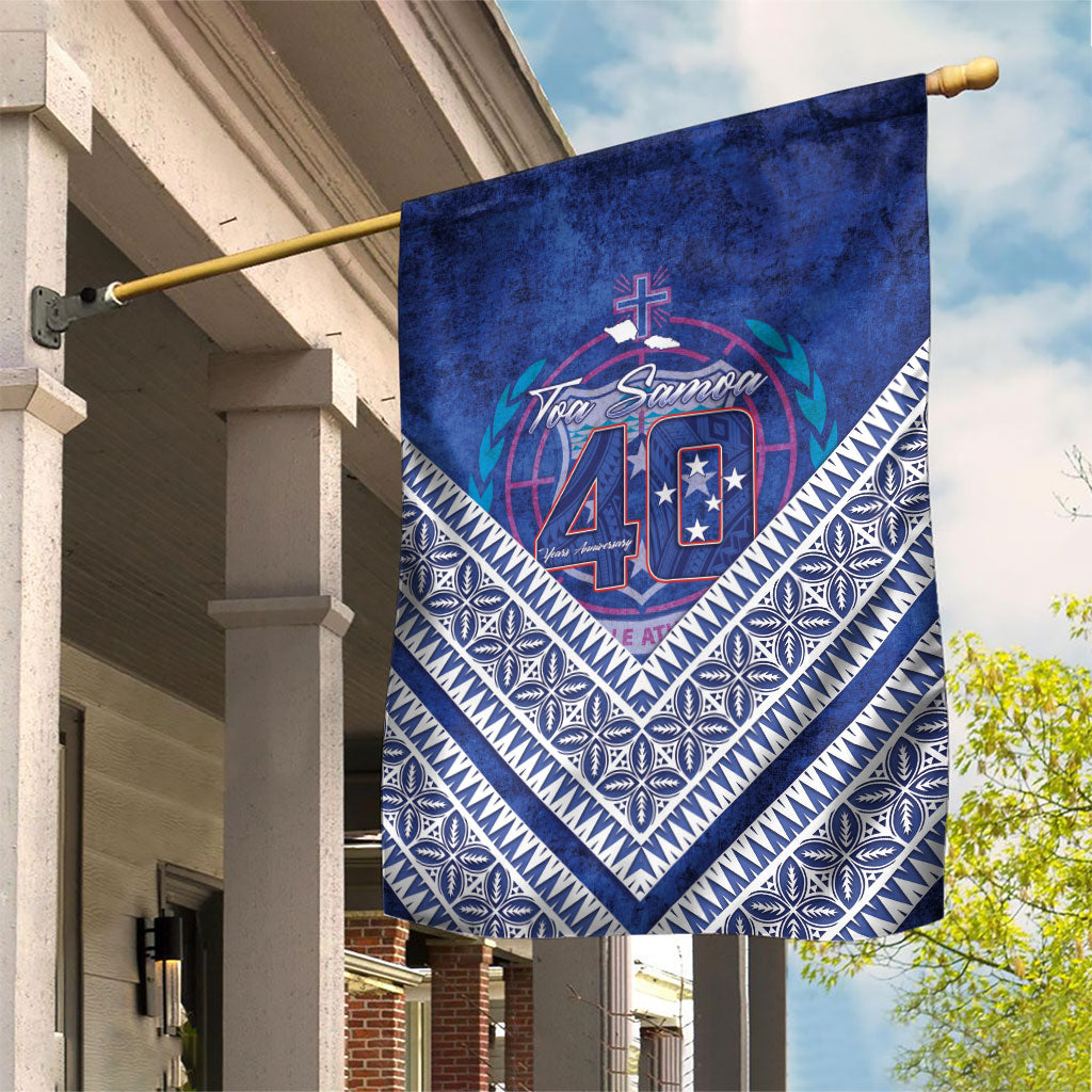 Toa Samoa Rugby Garden Flag 40th Anniversary Samoan Siapo Pattern LT14 House Flag Blue - Polynesian Pride
