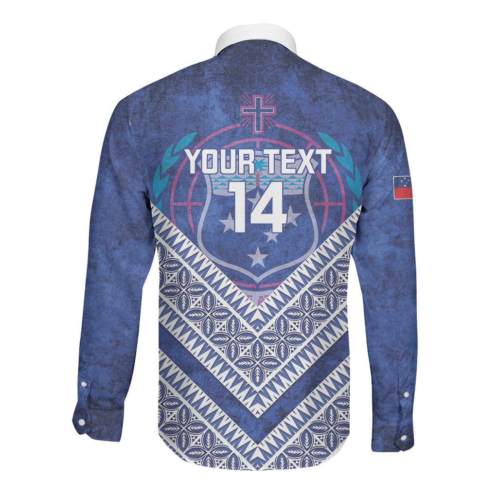 Toa Samoa Rugby Custom Long Sleeve Button Shirt 40th Anniversary Samoan Siapo Pattern LT14 - Polynesian Pride