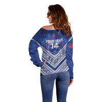 Toa Samoa Rugby Custom Off Shoulder Sweater 40th Anniversary Samoan Siapo Pattern LT14 - Polynesian Pride