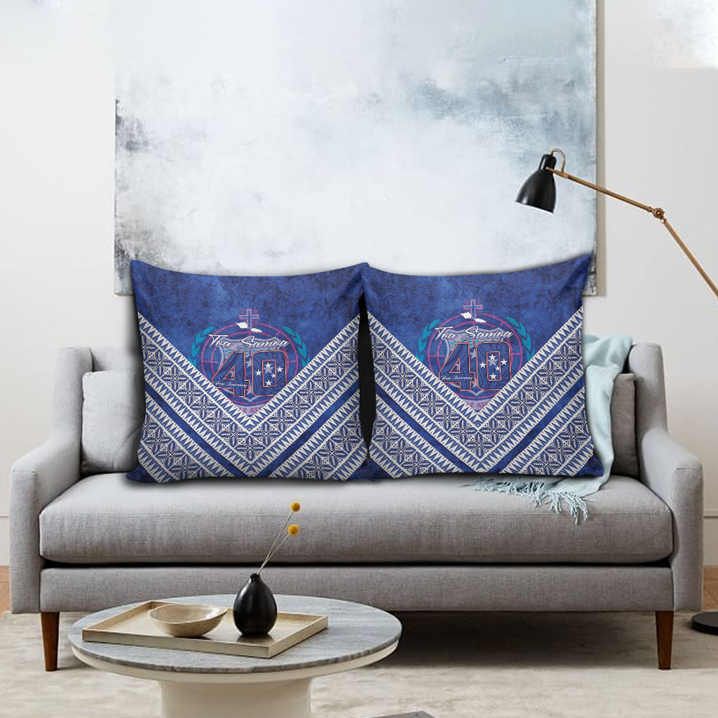 Toa Samoa Rugby Pillow Cover 40th Anniversary Samoan Siapo Pattern LT14 - Polynesian Pride