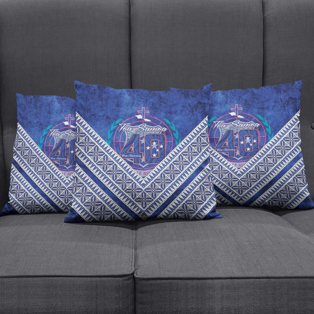 Toa Samoa Rugby Pillow Cover 40th Anniversary Samoan Siapo Pattern LT14 - Polynesian Pride