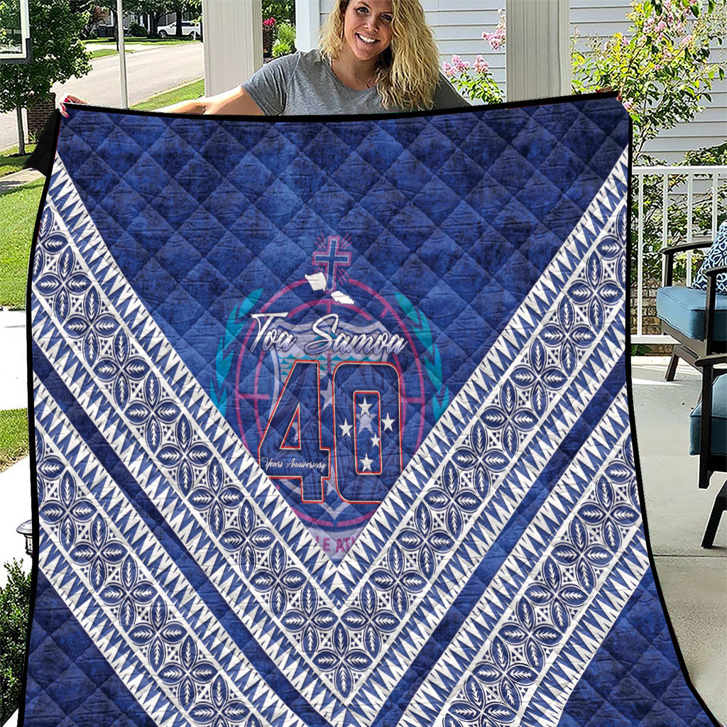 Toa Samoa Rugby Quilt 40th Anniversary Samoan Siapo Pattern LT14 Blue - Polynesian Pride