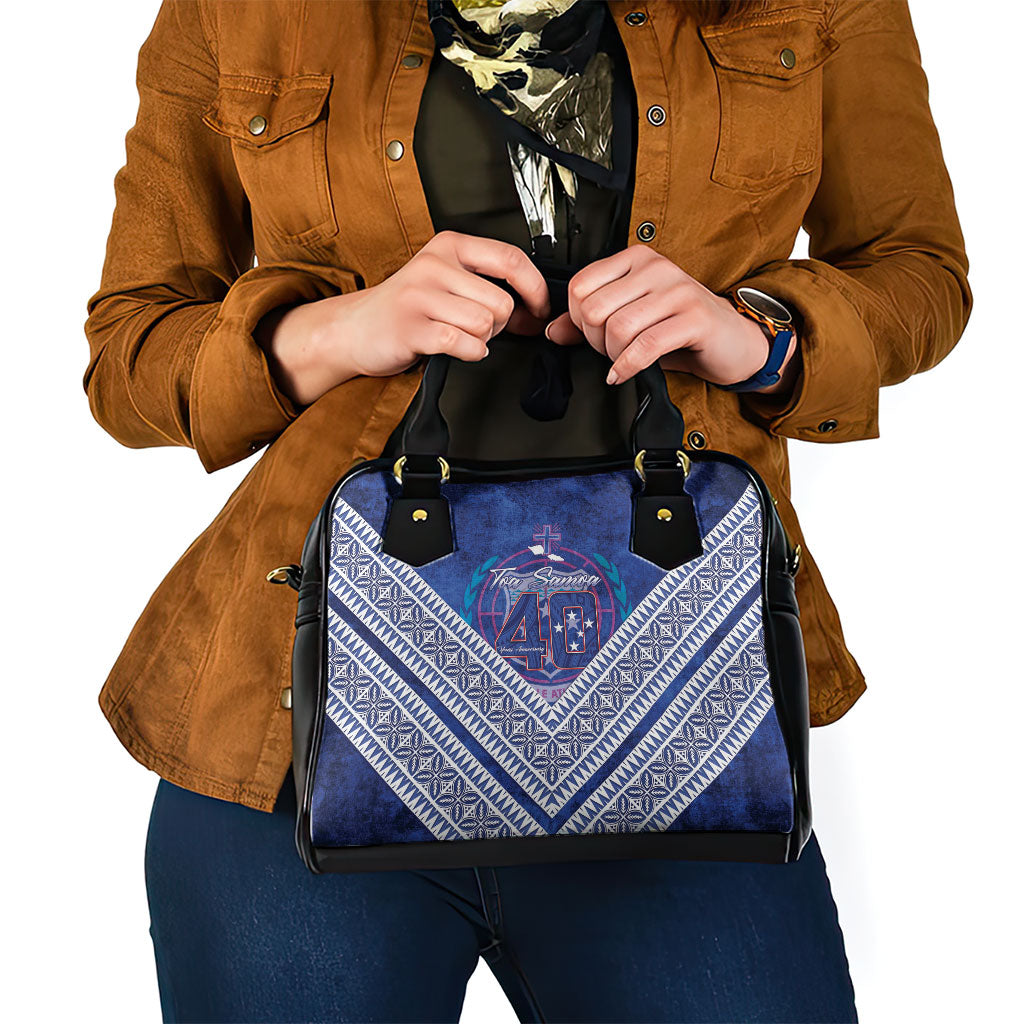 Toa Samoa Rugby Shoulder Handbag 40th Anniversary Samoan Siapo Pattern LT14 - Polynesian Pride