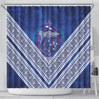 Toa Samoa Rugby Shower Curtain 40th Anniversary Samoan Siapo Pattern LT14 - Polynesian Pride