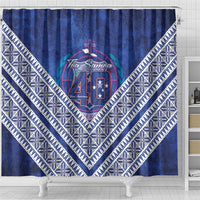 Toa Samoa Rugby Shower Curtain 40th Anniversary Samoan Siapo Pattern LT14 - Polynesian Pride
