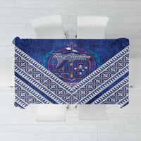Toa Samoa Rugby Tablecloth 40th Anniversary Samoan Siapo Pattern LT14 Blue - Polynesian Pride