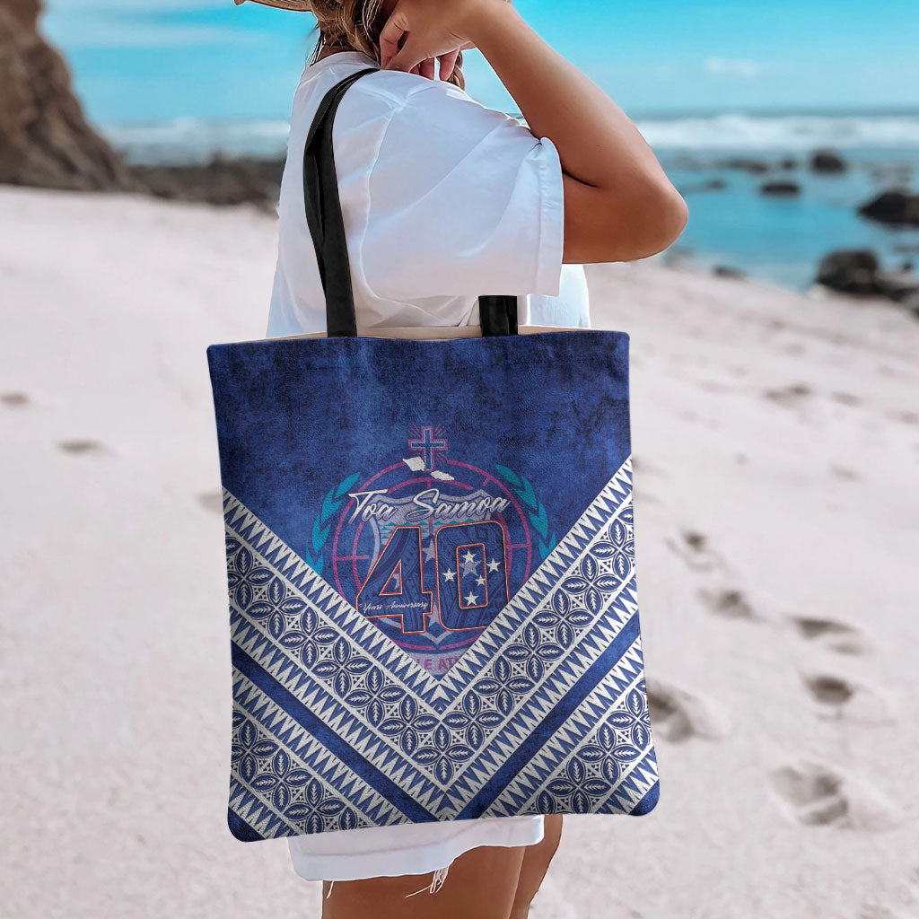 Toa Samoa Rugby Tote Bag 40th Anniversary Samoan Siapo Pattern LT14 - Polynesian Pride