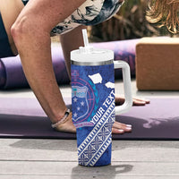 Toa Samoa Rugby Custom Tumbler With Handle 40th Anniversary Samoan Siapo Pattern LT14 - Polynesian Pride
