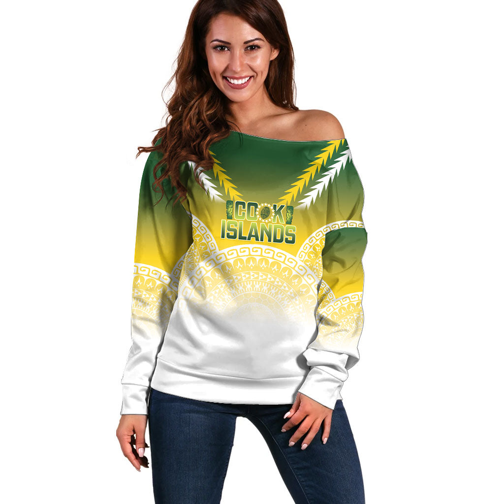 Cook Islands Rugby Custom Off Shoulder Sweater Come On Kukis