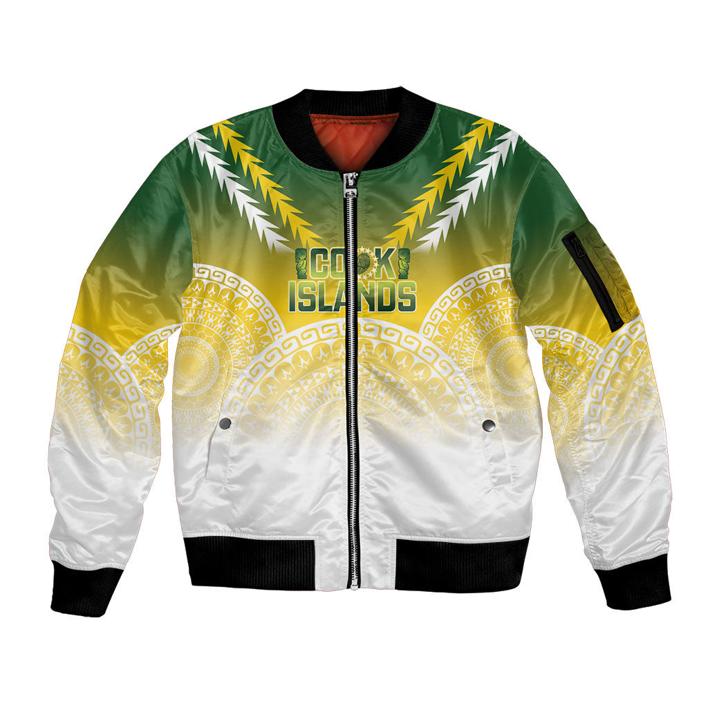 Cook Islands Rugby Custom Sleeve Zip Bomber Jacket Come On Kukis