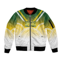 Cook Islands Rugby Custom Sleeve Zip Bomber Jacket Come On Kukis