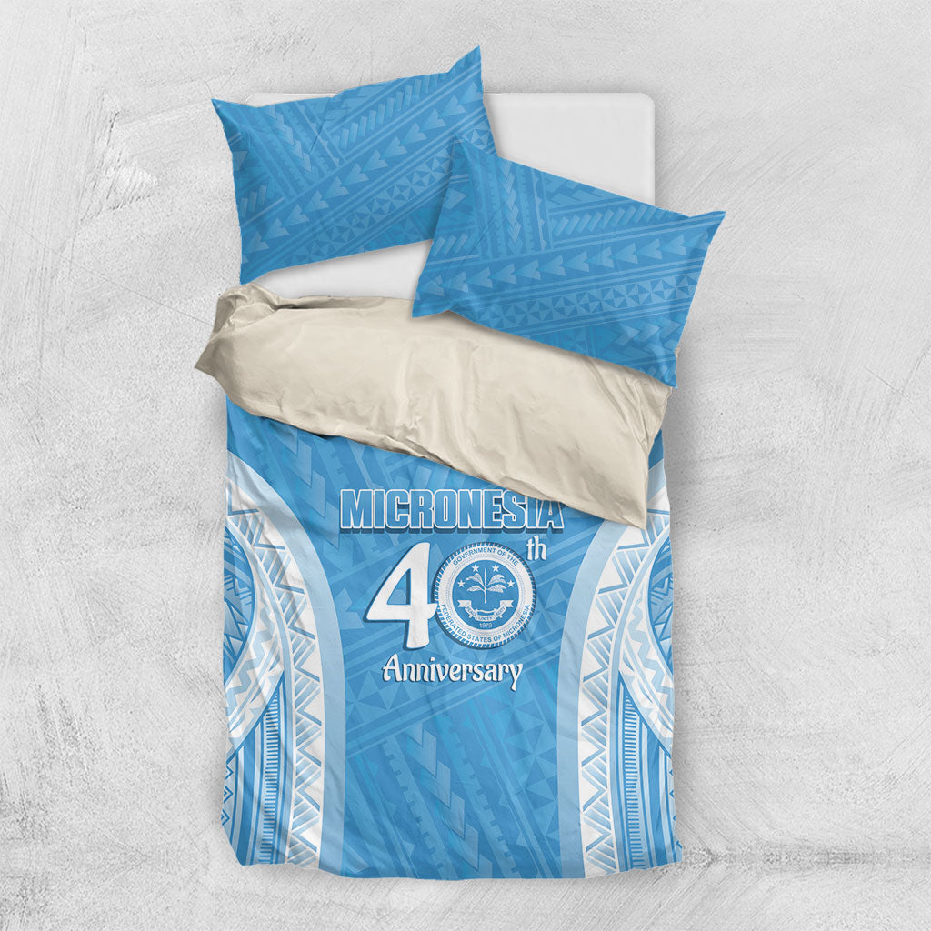 Federated States of Micronesia Independence Day Bedding Set FSM 40th Anniversary Proud LT14 US Twin 172cm x 218cm Blue - Polynesian Pride