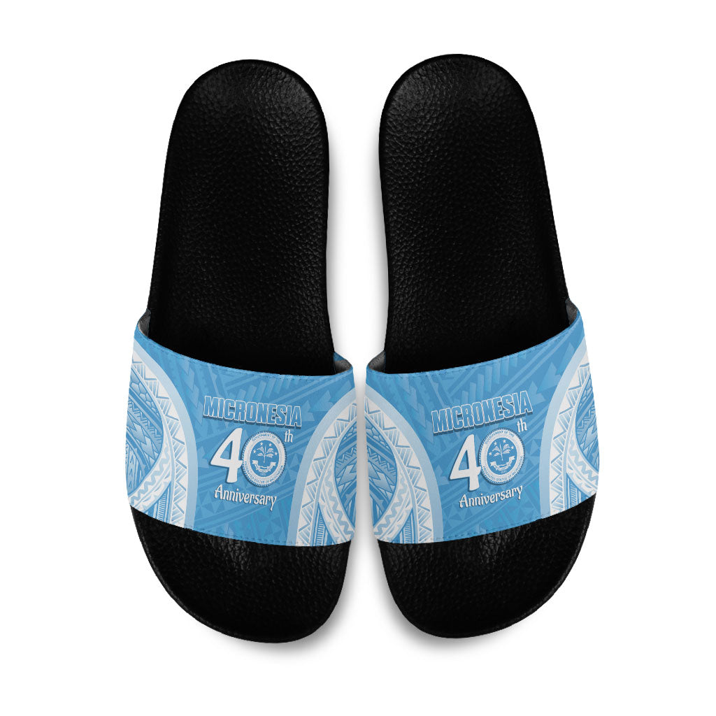 Federated States of Micronesia Independence Day Slide Sandals FSM 40th Anniversary Proud LT14 Blue - Polynesian Pride