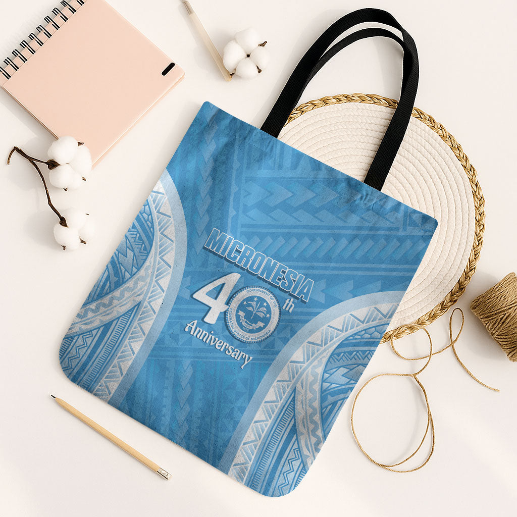 Federated States of Micronesia Independence Day Tote Bag FSM 40th Anniversary Proud LT14 Black Strap One Size Blue - Polynesian Pride