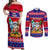 Custom Guam Christmas Couples Matching Off Shoulder Maxi Dress and Long Sleeve Button Shirt Guaman Santas Felis Pasgua LT14 Blue - Polynesian Pride