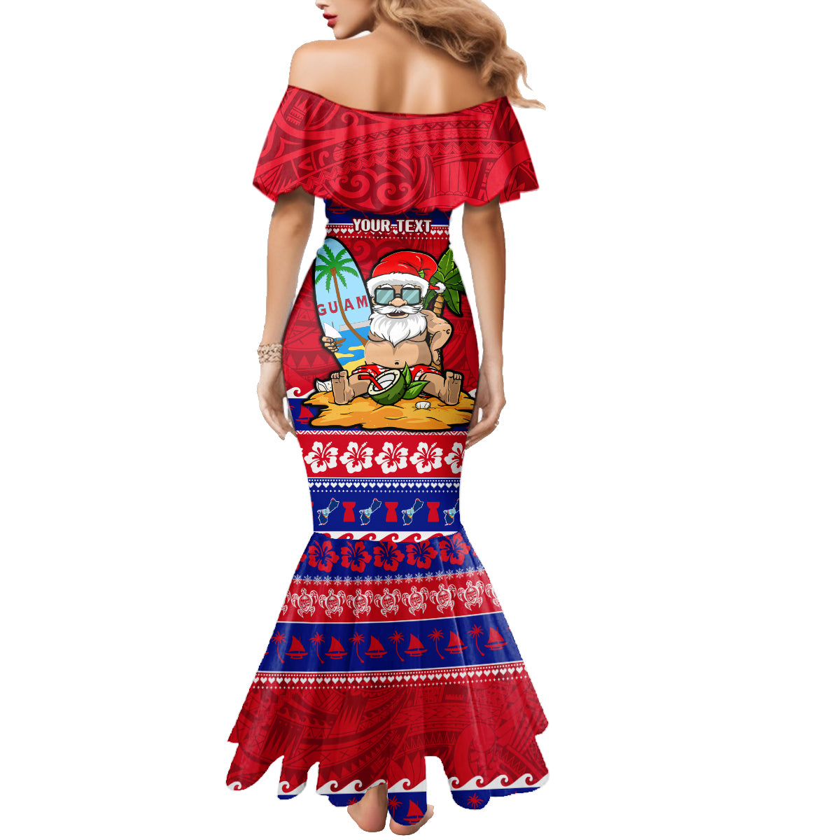 Custom Guam Christmas Family Matching Mermaid Dress and Hawaiian Shirt Guaman Santas Felis Pasgua LT14 - Polynesian Pride