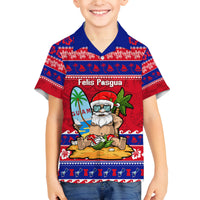 Custom Guam Christmas Family Matching Off Shoulder Short Dress and Hawaiian Shirt Guaman Santas Felis Pasgua LT14 Son's Shirt Blue - Polynesian Pride