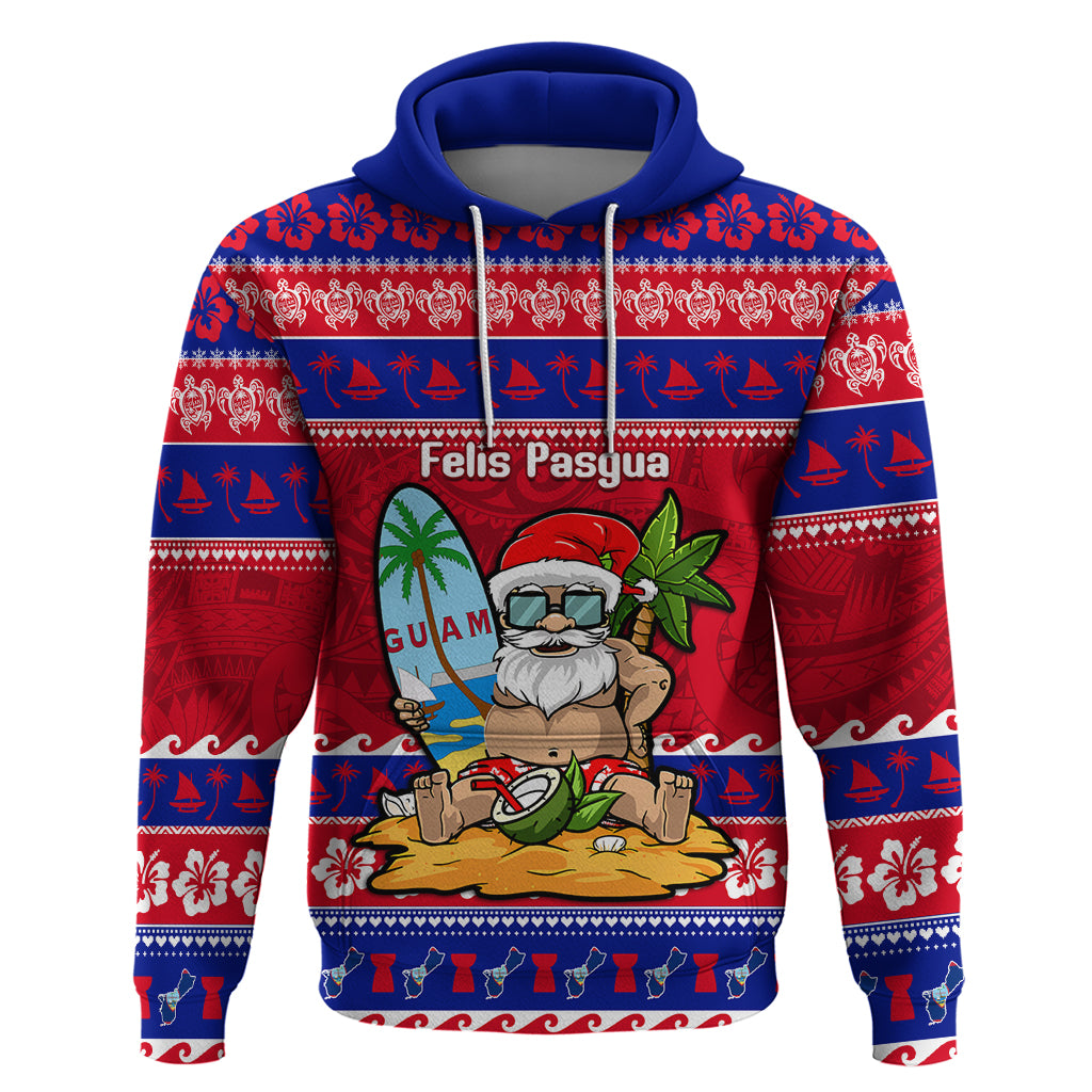 Custom Guam Christmas Hoodie Guaman Santas Felis Pasgua LT14 Pullover Hoodie Blue - Polynesian Pride