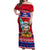 Custom Guam Christmas Off Shoulder Maxi Dress Guaman Santas Felis Pasgua LT14 Women Blue - Polynesian Pride