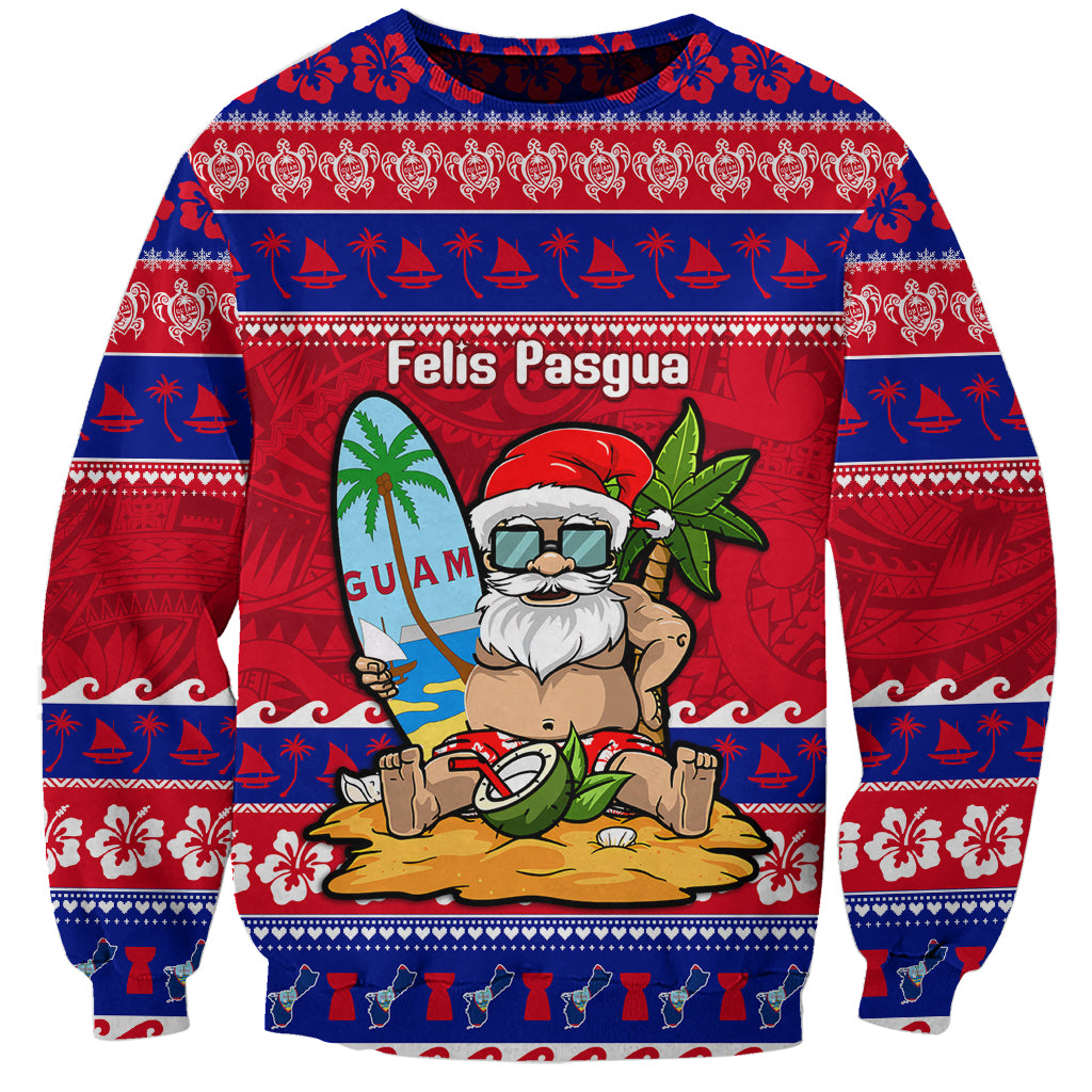 Custom Guam Christmas Sweatshirt Guaman Santas Felis Pasgua LT14 Unisex Blue - Polynesian Pride