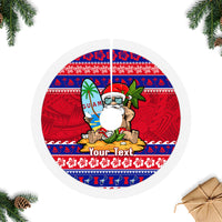 Personalised Guam Christmas Tree Skirt Guaman Santas Felis Pasgua LT14 Fringed Tree Skirts Blue - Polynesian Pride
