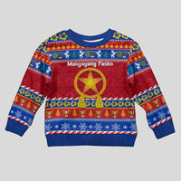 Custom Philippines Christmas Kid Ugly Christmas Sweater Filipino Parol Maligayang Pasko LT14 Kid Blue - Polynesian Pride