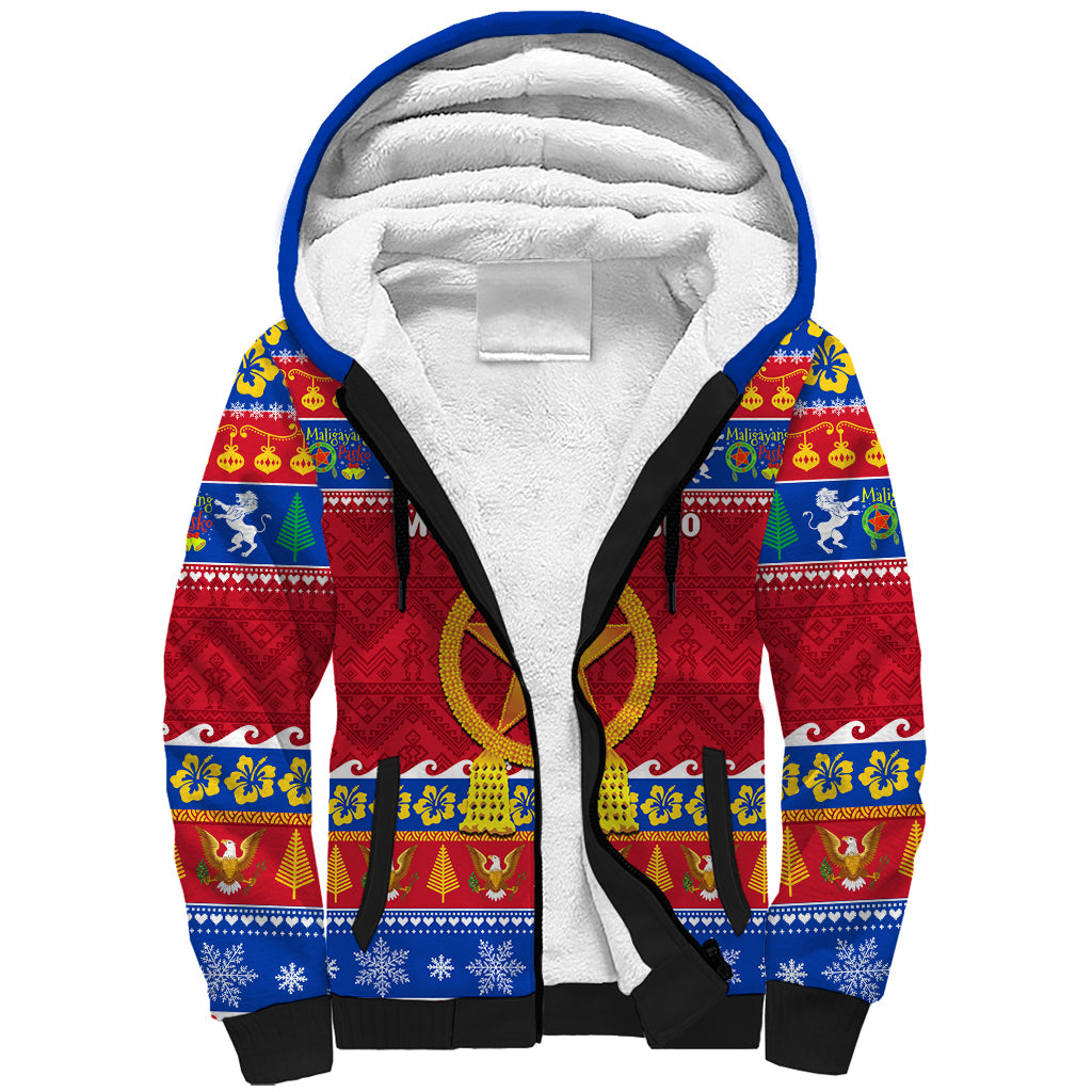 Custom Philippines Christmas Sherpa Hoodie Filipino Parol Maligayang Pasko LT14 Unisex Blue - Polynesian Pride