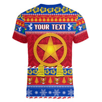 Custom Philippines Christmas Women V Neck T Shirt Filipino Parol Maligayang Pasko LT14 - Polynesian Pride