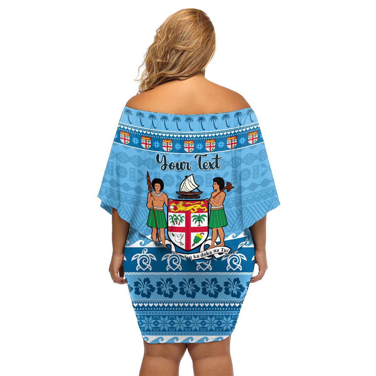 Custom Fiji Christmas Family Matching Off Shoulder Short Dress and Hawaiian Shirt Fijian Tapa Marau na Kerisimasi LT14 - Polynesian Pride