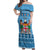 Custom Fiji Christmas Off Shoulder Maxi Dress Fijian Tapa Marau na Kerisimasi LT14 Women Blue - Polynesian Pride