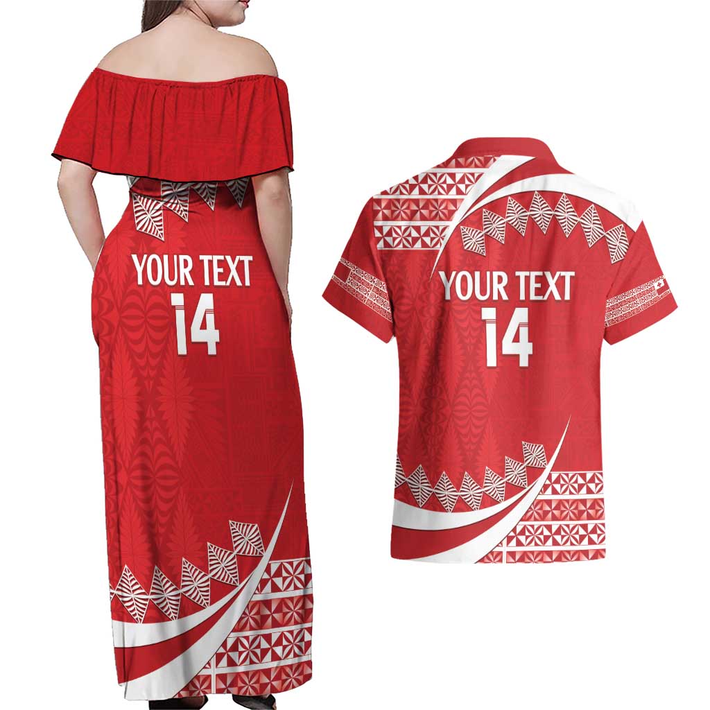 Custom Mate Maa Tonga Couples Matching Off Shoulder Maxi Dress and Hawaiian Shirt 2024 Go Champions LT14 - Polynesian Pride