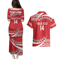 Custom Mate Maa Tonga Couples Matching Puletasi and Hawaiian Shirt 2024 Go Champions