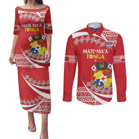 Custom Mate Maa Tonga Couples Matching Puletasi and Long Sleeve Button Shirt 2024 Go Champions